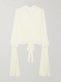 STELLA MCCARTNEY NET SUSTAIN striped organic silk-blend chiffon wrap blouse NET-A-PORTER at Net a Porter