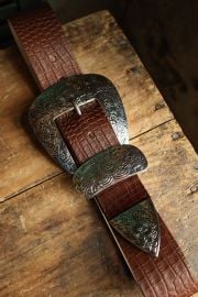 STREETS AHEAD BIG BUCKLE BELT- CROC COGNAC at Maverick Fine Western Wear