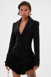 STRICTLY BUSINESS BLAZER ROMPER IN BLACK AKIRA at Akira