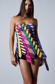 STRICTLY BUSINESS TIE DETAIL CORSET TOP AKIRA at Akira