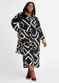 STRIPE SEMI SHEER DUSTER BUTTON UP at Ashley Stewart