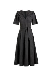 STRIPE TURBAN SHOULDER DRESS - GREY - Scanlan Theodore at Scanlan Theodore
