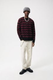 STRIPED JACQUARD SWEATER - Burgundy   United States at Zara