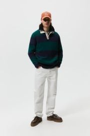 STRIPED KNIT POLO - Navy blue   United States at Zara