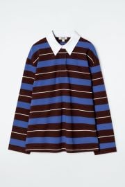 STRIPED LONG-SLEEVED POLO SHIRT - BURGUNDY COBALT STRIPED COS US at COS