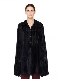 STRIPED VELVET BLOUSE at Garmentory