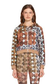 STRIPES & COINS PRINT ZIPPED HOODIE at Roberto Cavalli