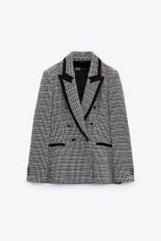 STRUCTURED BLAZER WITH CONTRASTING PIPING - Ecru  Black   United States at Zara