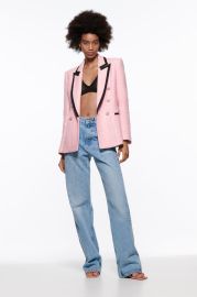 STRUCTURED BLAZER WITH CONTRASTING PIPING - Light pink   United States at Zara