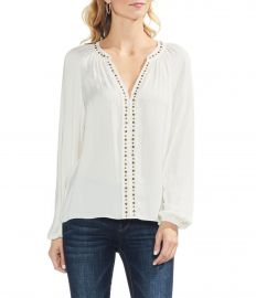 STUDDED V-NECK TOP at Vince Camuto