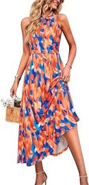 STYLEWORD Women’s 2026 Summer Dress Maxi Vacation Floral Halter Neck Sleeveless Flowy Sundress with Pockets at Amazon