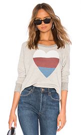 SUNDRY Heart Raglan Sweatshirt in Heather Grey from Revolve com at Revolve