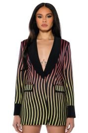 SUNSET ROAD STRIPE BLAZER IN BLACK MULTI at Akira