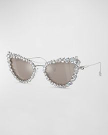 SWAROVSKI Crystal-Embellished Metal Cat-Eye Sunglasses at Neiman Marcus