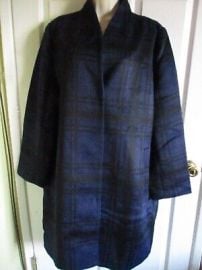 SZ XL Eileen Fisher Drapey Suri Alpaca Blue Plaid Knee Length Coat 748 eBay at eBay