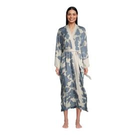 Sabah Ivory And Blue Modern Floral Robe - at World Market