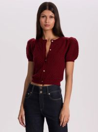 Sabine Cashmere Cardigan In Oxblood Alice Olivia at Alice + Olivia