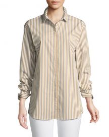 Sabira Saxony Striped Blouse by Lafayette 148 New York at Neiman Marcus