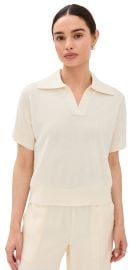 Sablyn Cashmere Mirabelle Relaxed Short Sleeve Polo Gardenia L at Shopbop