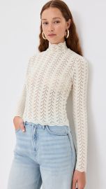 Sablyn Hailey B Cropped Mock Neck Long Sleeve Tee in Gardenia at Shopbop