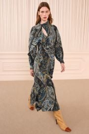 Sabrina Long Sleeve Silk Dress - Prussian at Ulla Johnson