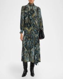 Sabrina Long-Sleeve Silk Maxi Dress at Neiman Marcus