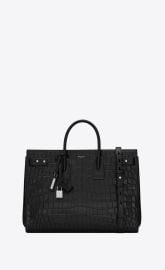 Sac de jour crocodile embossed leather bag at YSL