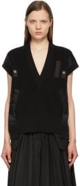 Sacai Black Knit V-Neck Pullover Vest at ssense