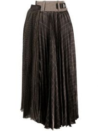 Sacai Checked Pleated mid-length Skirt - Farfetch at Farfetch