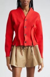 Sacai Cinched Waist V Neck Cardigan at Nordstrom