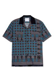 Sacai Mens Geometric Print Short Sleeve Camp Shirt at Nordstrom