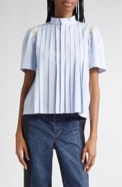 Sacai Pleated Short Sleeve Shirt at Nordstrom