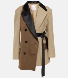 Sacai asymmetric double breasted blazer at Mytheresa