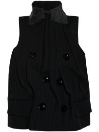 Sacai contrasting-collar Pinstripe Waistcoat - at Farfetch