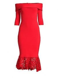 Sachin  amp  Babi - Relais Off-The-Shoulder Lace-Hem Dress at Saks Fifth Avenue