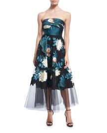 Sachin  amp  Babi Baroda Strapless Floral-Print Tulle Gown   Neiman at Neiman Marcus