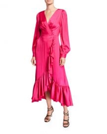 Sachin  amp  Babi Ruby V-Neck Blouson-Sleeve High-Low Ruffle Dress at Neiman Marcus