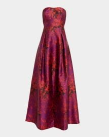 Sachin Babi Giovanna Strapless Pleated Floral Print Gown at Neiman Marcus