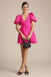 Sachin Babi Puff Sleeve V Neck Taffeta Mini Dress at Anthropologie