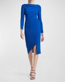 Sachin amp Babi Patrizia Asymmetric Bateau-Neck Midi Dress at Neiman Marcus