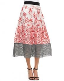 Sachin and Babi Noir Embroidered Floral Midi Ball Skirt at Neiman Marcus