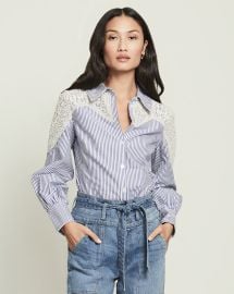 Sachse Crocheted Striped Shirt at Veronica Beard