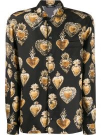 Sacred Heart-print silk shirt at Farfetch