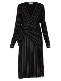 Sade metallic-striped silk-blend crepe wrap dress at Matches