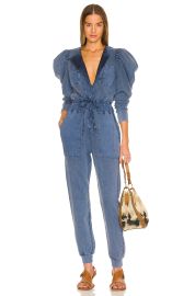 Sadie poplin-paneled cotton-jersey jumpsuit at Revolve