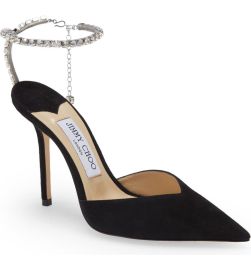 Saeda Crystal Ankle Strap Pointed Toe Pump at Nordstrom