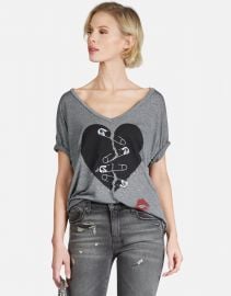 Safety Pin Heart SS V-Neck Tee  Brixton by at Lauren Moshi