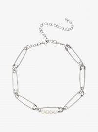 Safety Pin Pearl Choker by Hot Topic at Hot Topic