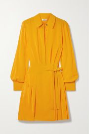 Saffron Wrap-effect pleated silk-crepe mini shirt dress JASON WU NET-A-PORTER at Net a Porter