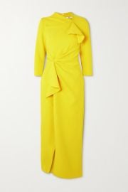 Safiyaa Avery draped gathered stretch crepe midi dress at Net a Porter